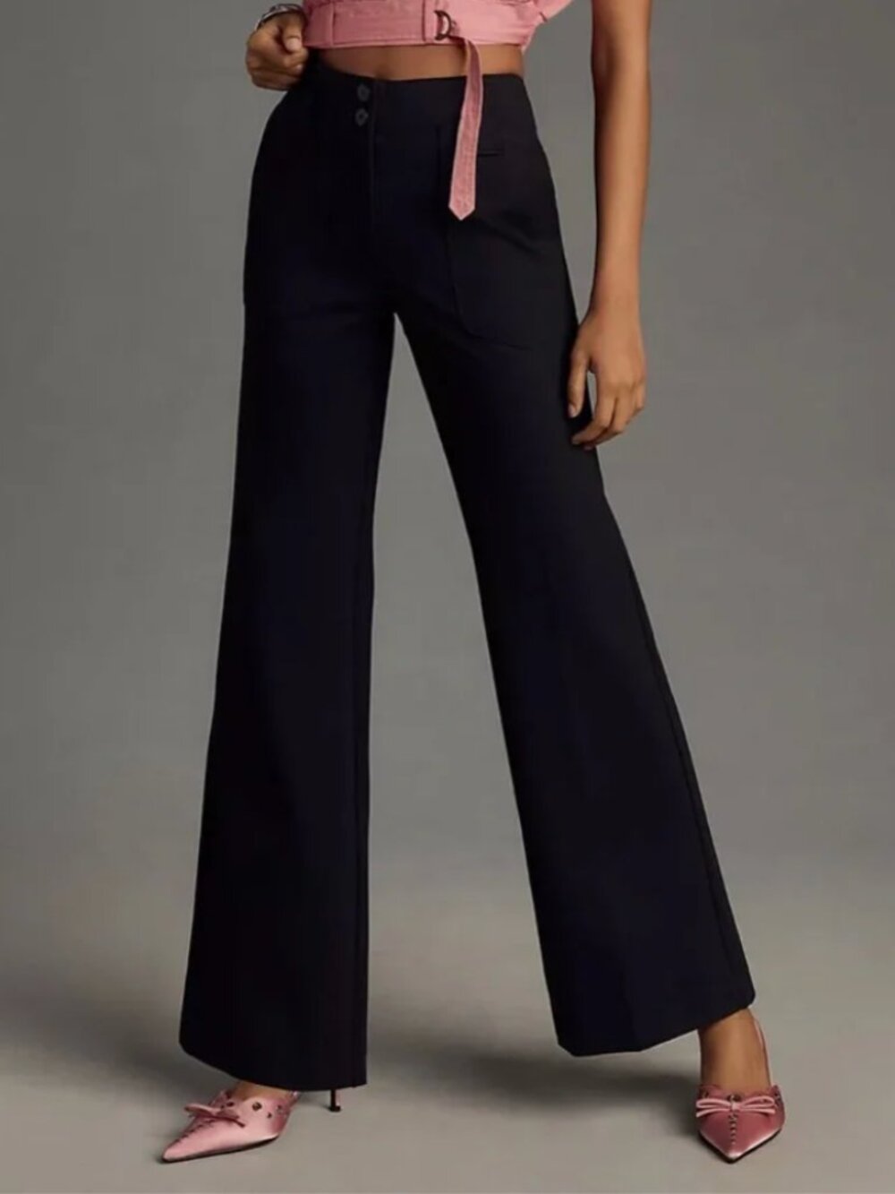 Maeve Naomi Wide-Leg Flare Pants - Black